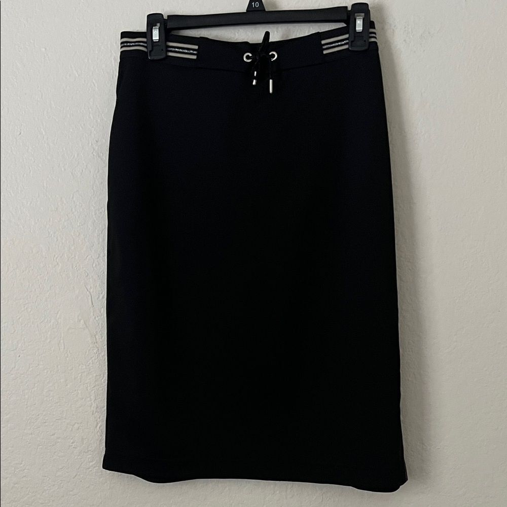 NWT RABE Elegant Black Pencil Skirt Elastic Drawstring in Size 12